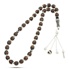 Yusr Rosary inlaid with silver & Fitran,33 Beads - Multi Color - Rosary