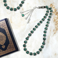 Yusr Rosary inlaid with silver & Fitran ,33 Beads - fathyibrahim
