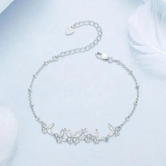 Zircon Butterflies 925 Silver Bracelet - Transparent
