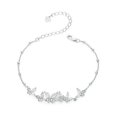 Zircon Butterflies 925 Silver Bracelet - Transparent