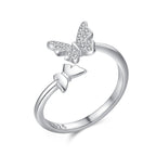 925 sterling silver ring featuring a butterfly design with zircon stones, adding a delicate and whimsical touch.