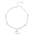 Zircon Butterfly 925 Silver Anklet - Transparent - ANKLETS