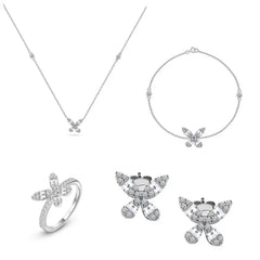 Zircon Butterfly 925 Silver Set - Sets