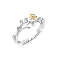 Zircon Flower 925 Silver Ring - Rings
