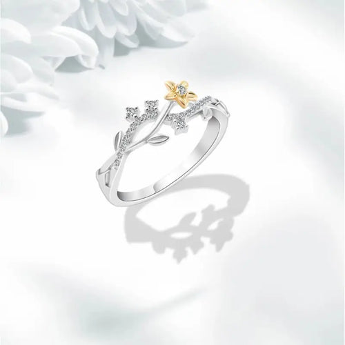 Zircon Flower 925 Silver Ring - Rings