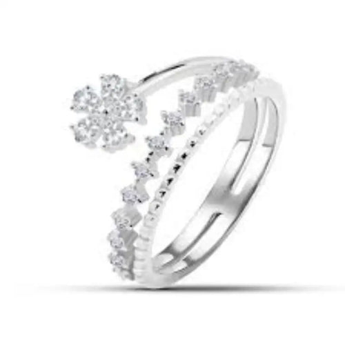 Zircon Flower 925 Silver Ring - Rings