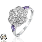 Zircon Flower Ring 925 Sterling Silver - Transparent / 7 - Rings