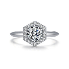 925 sterling silver ring set with a hexagonal zircon, providing a modern and geometric touch to your style.