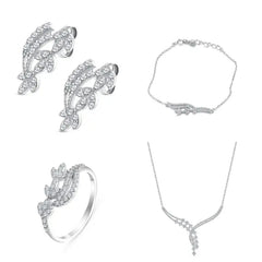 Zircon Leaves 925 Silver Set - Sets