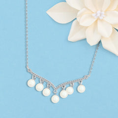 Zircon & Pearl 925 Silver Necklace - fathyibrahim