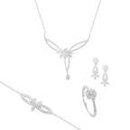 Zircon Rose 925 Silver Set - Transparent / 7 - Sets