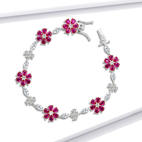 Zircon Rosy Flowers Bracelet - fathyibrahim