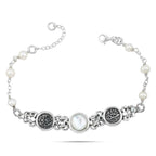 Silver Bracelet with Pearl and Arabic Engraving