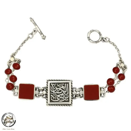 925 Arabic Women Silver Bracelet Crowned with Agate stone - Brown - Bracelets