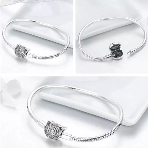 925 Cat Silver Charm Bracelet - Bracelets