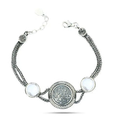925 Egyptian Arabic Silver Women Bracelet - White