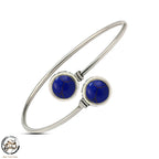 925 Egyptian Silver Bangle Crowned with Lapis lazuli stone - fathyibrahim