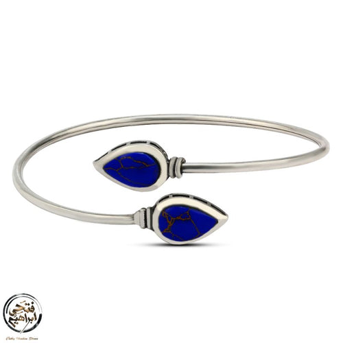 925 Egyptian Silver Bangle Crowned with Lapis lazuli stone - fathyibrahim