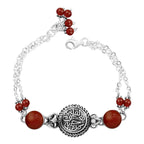 925 Egyptian Silver Bracelet Crowned with Agate Stone