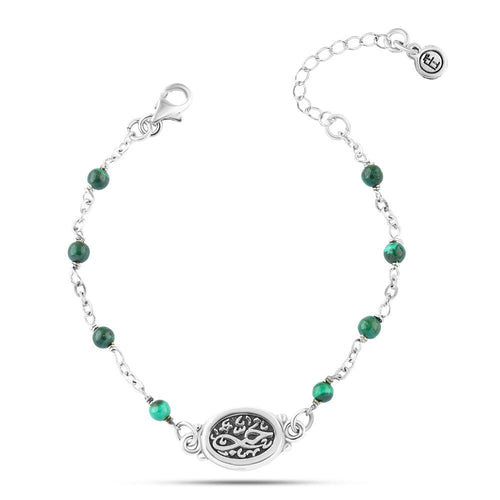 925 Egyptian silver Bracelet With a malachite stone - Green - Bracelets
