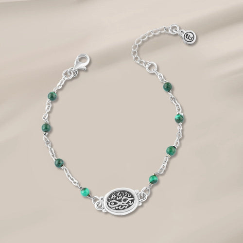 925 Egyptian silver Bracelet With a malachite stone - Green - Bracelets