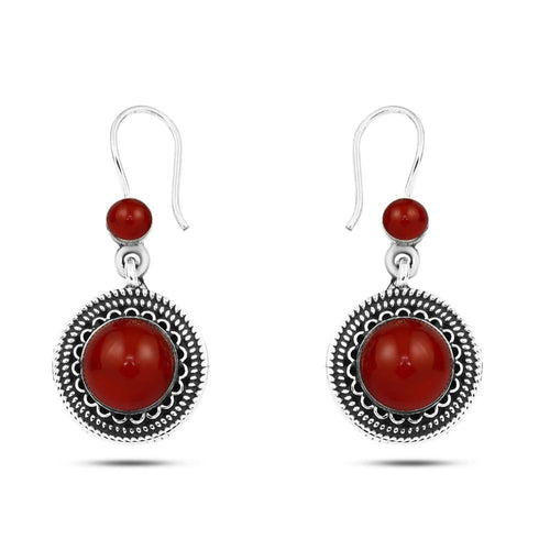 925 Egyptian Silver Earring Crowned with an Agate Stone - fathyibrahim
