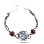 925 Egyptian Silver Women Bracelet with Agate stone - Brown