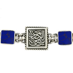 925 Egyptian Women Silver Bracelet Crowned with Lapis lazuli stone - Blue - Bracelets