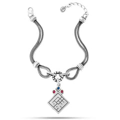 925 Silver Arabic Bracelet with word ’Shouq’ in Arabic Calligraphy - Multi Color - Bracelets