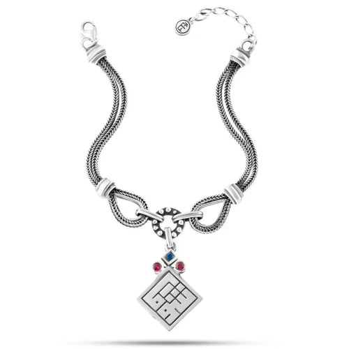 925 Silver Arabic Bracelet with word ’Shouq’ in Arabic Calligraphy - Multi Color - Bracelets