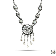 925 Silver Arabic Necklace Crowned with Pearl Stones - White