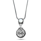 925 Silver Arabic Necklace with Mother of Pearl Stone - White - NECKLACES