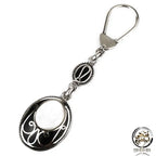 925 Silver Keychain With Pearl Stone Black Enamel Plated - White - Keychain