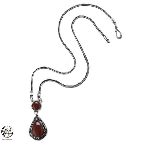 925 Silver Women Necklace Crowned with Agate Stone - fathyibrahim