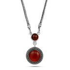 925 Silver Women Necklace Crowned with Agate Stone - fathyibrahim