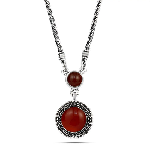 925 Silver Women Necklace Crowned with Agate Stone - fathyibrahim
