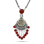 925 Silver Women Necklace Crowned with Agate Stone, Egyptian Handmade - fathyibrahim