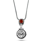 925 Silver Women Necklace Crowned with Agate Stone - Maroon - NECKLACES