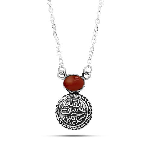 925 Silver Women Necklace Crowned with Agate Stone - fathyibrahim