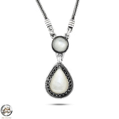 925 Silver Women Necklace Crowned with Pearl Stone - fathyibrahim