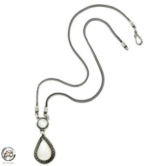 925 Silver Women Necklace Crowned with Pearl Stone - White - NECKLACES