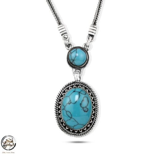 925 Silver Women Necklace Crowned with Turquoise Stone - fathyibrahim
