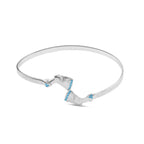 925 sterling silver bangle with a Nefertiti sculpture adorned with Turquoise zircon stones - Turquoise - Bangels
