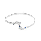 925 sterling silver bangle with a Nefertiti sculpture adorned with blue zircon stones - Blue - Bangels