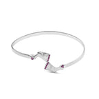 925 sterling silver bangle with a Nefertiti sculpture adorned with red zircon stones - Red - Bracelets