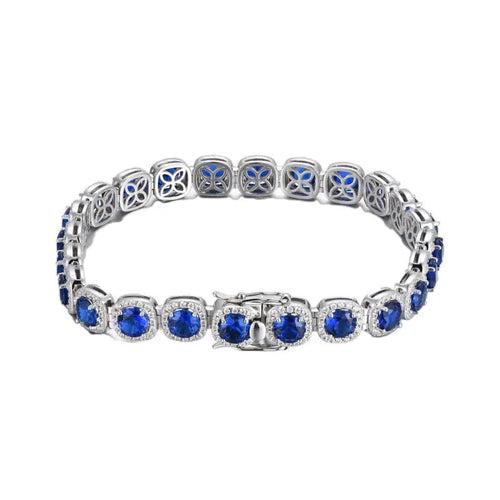 925 sterling silver bracelet adorned with Blue sparkling zircon