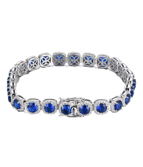 925 sterling silver bracelet adorned with Blue sparkling zircon - Blue - Bracelets