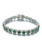 925 sterling silver bracelet featuring green stones and sparkling zircon - Green - Bracelets