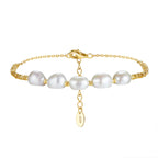 925 sterling silver bracelet with 14k gold plating and natural pearls - fathyibrahim