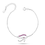 925 sterling silver bracelet with an elegant Horus eye design - Pink - Pink - Bracelets